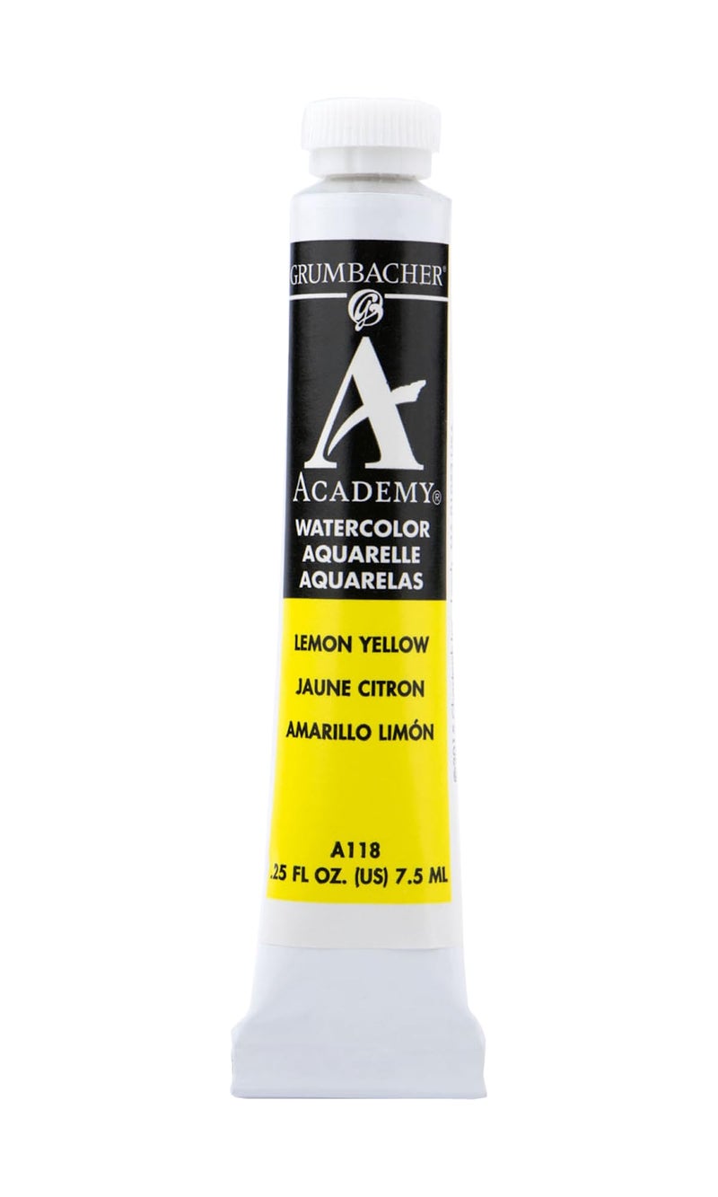 Grumbacher Academy Watercolor Paint, 7.5ml/0.25 Ounce, Lemon Yellow (A118) - Image 1